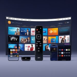 OTT Platinum IPTV service offering 17,000 channels and 100,000 VOD, compatible with multiple devices.